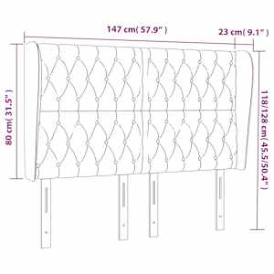 Čelo postele typu ušák tmavě modrá 147x23x118/128 cm samet - obrázek 9