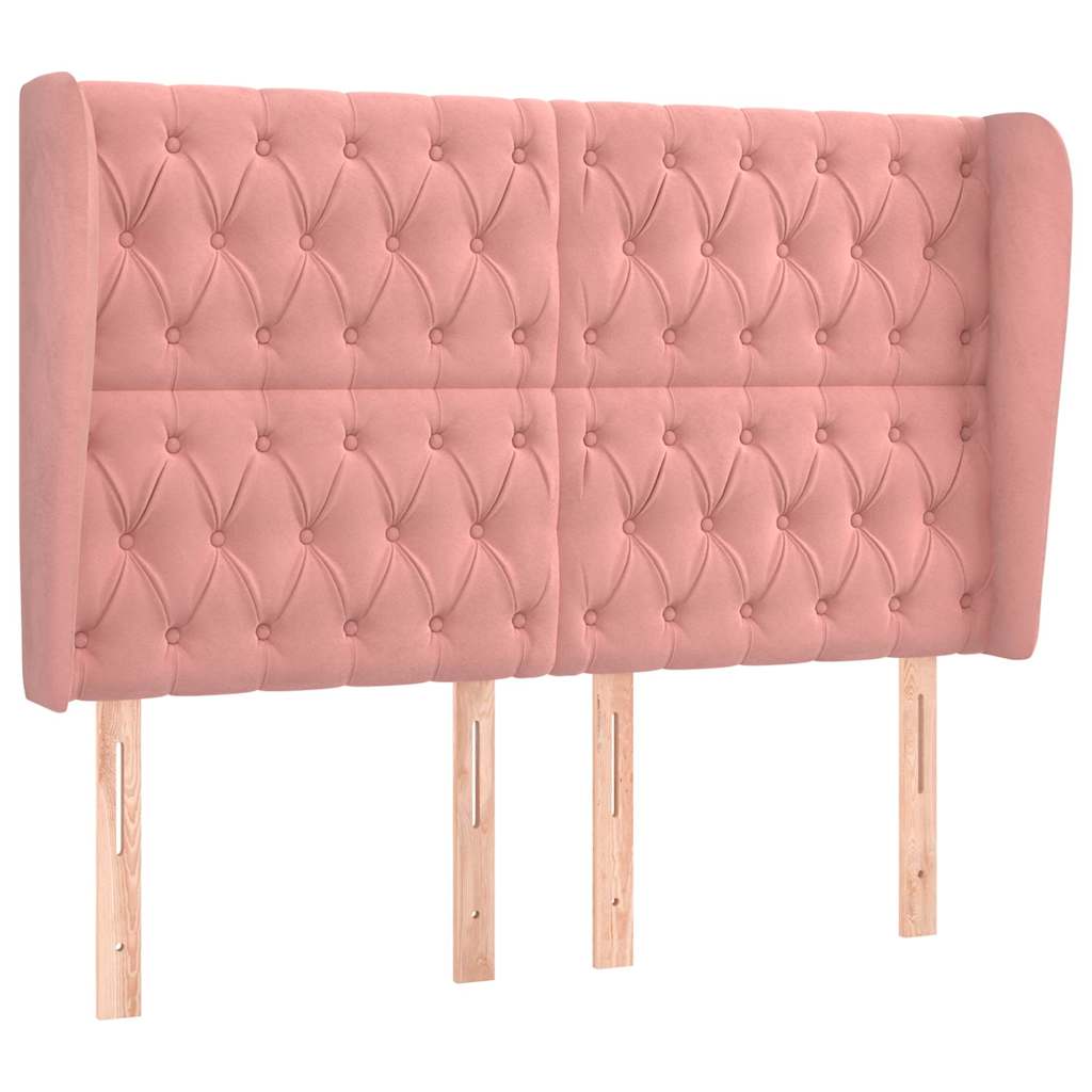vidaXL Hoofdbord met randen 147x23x118/128 cm fluweel roze, foto 3