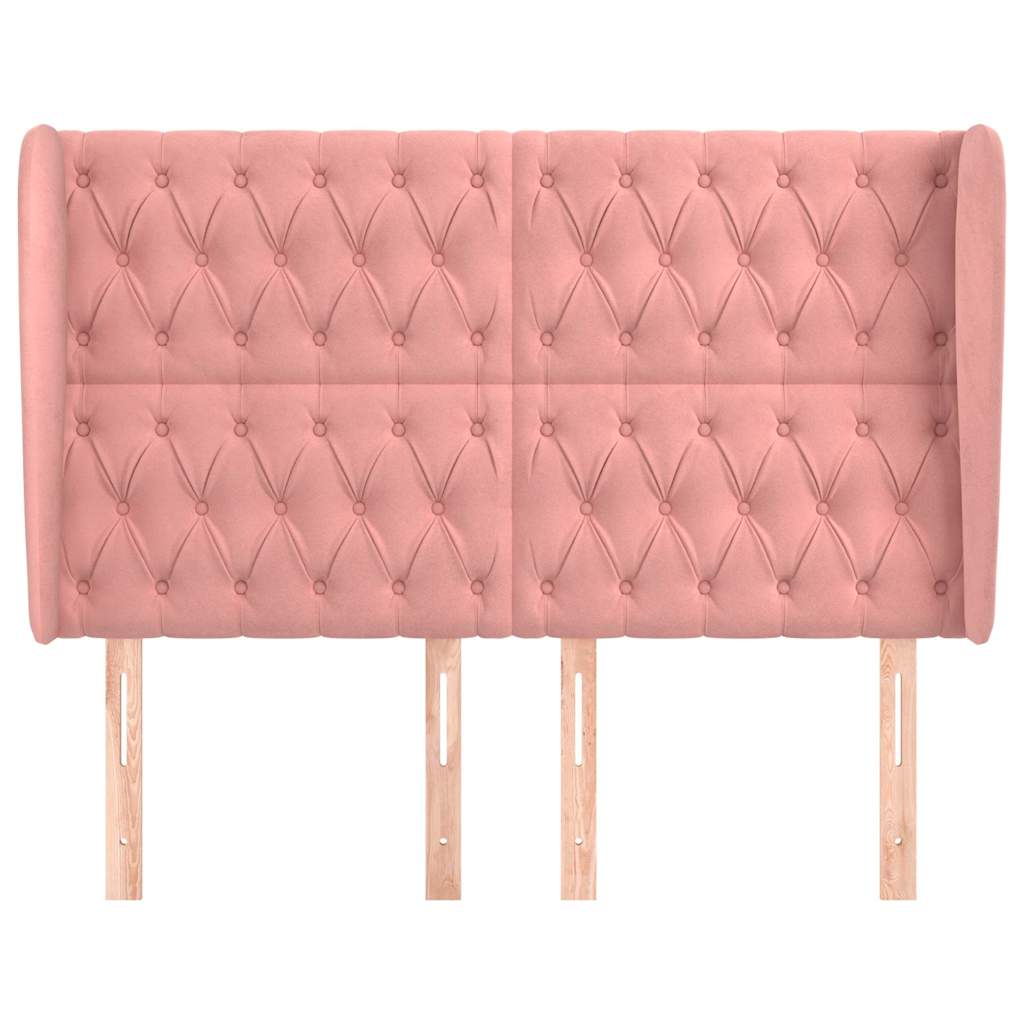 vidaXL Hoofdbord met randen 147x23x118/128 cm fluweel roze, foto 2