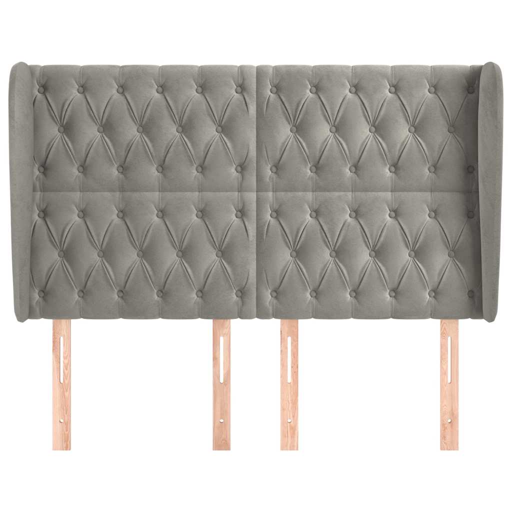 vidaXL Hoofdbord met randen 163x23x118/128 cm fluweel lichtgrijs grijs, foto 2