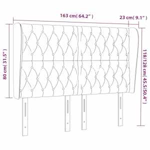 Čelo postele typu ušák světle šedé 163x23x118/128 cm samet - obrázek 9