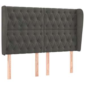 Čelo postele typu ušák tmavě šedé 163x23x118/128 cm samet - obrázek 2