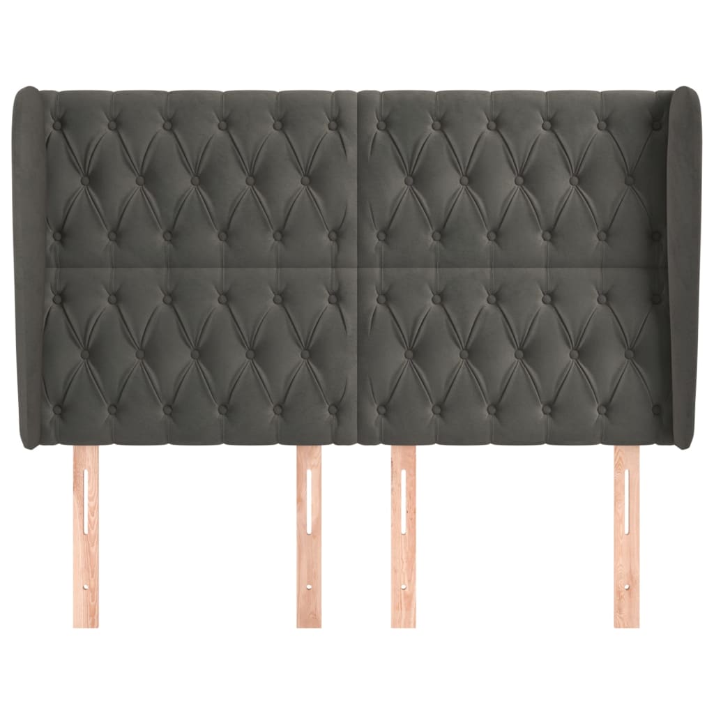 vidaXL Hoofdbord met randen 163x23x118/128 cm fluweel donkergrijs afbeelding
