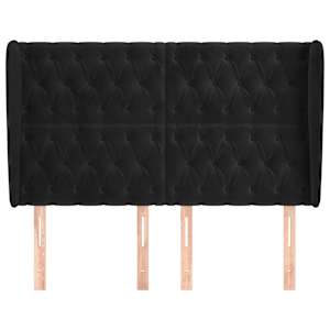 Čelo postele typu ušák černé 163x23x118/128 cm samet - obrázek 3