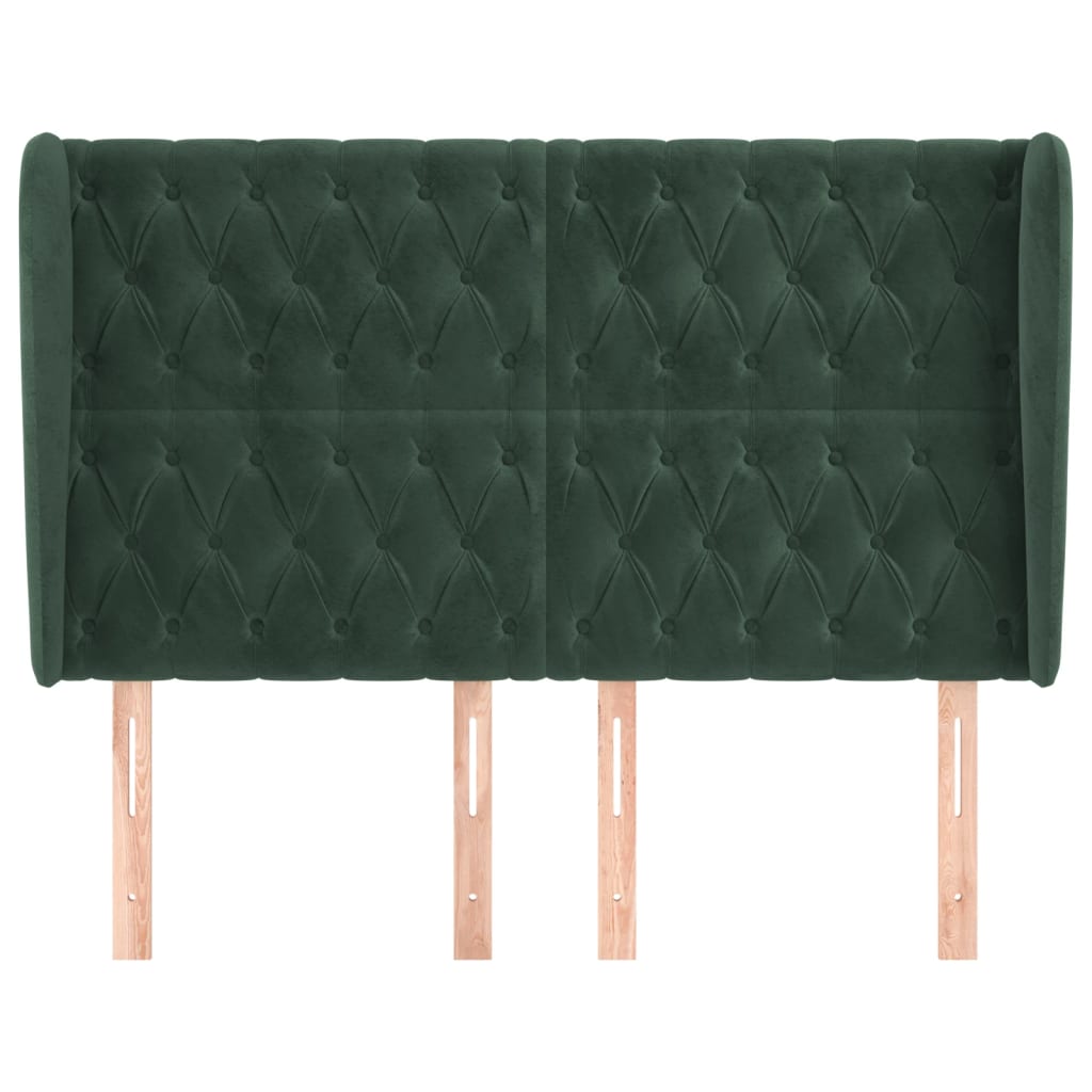 vidaXL Hoofdbord met randen 163x23x118/128 cm fluweel donkergroen afbeelding