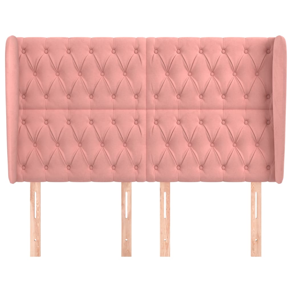 vidaXL Hoofdbord met randen 163x23x118/128 cm fluweel roze afbeelding