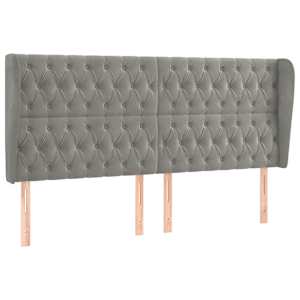 Čelo postele typu ušák světle šedé 183x23x118/128 cm samet - obrázek 2
