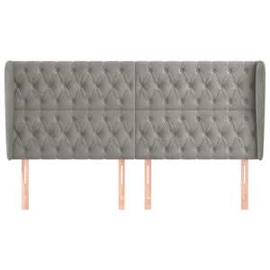 Čelo postele typu ušák světle šedé 183x23x118/128 cm samet - obrázek 3