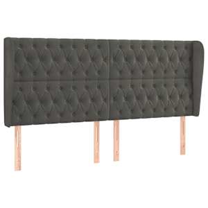 Čelo postele typu ušák tmavě šedé 183x23x118/128 cm samet - obrázek 2