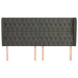 Čelo postele typu ušák tmavě šedé 183x23x118/128 cm samet - obrázek 3