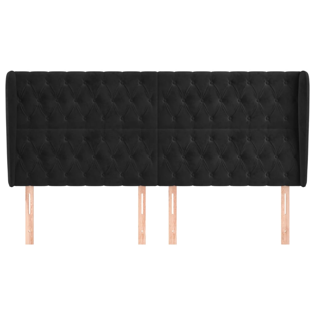 vidaXL Hoofdbord met randen 183x23x118/128 cm fluweel zwart afbeelding