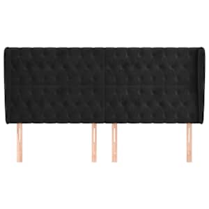 Čelo postele typu ušák černé 183x23x118/128 cm samet - obrázek 3