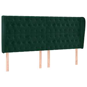 Čelo postele typu ušák tmavě zelená 183x23x118/128 cm samet - obrázek 2