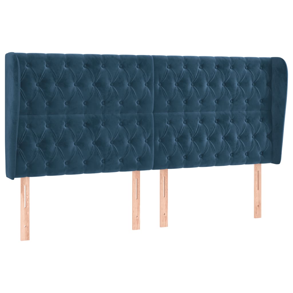 vidaXL Čelo postele typu ušák tmavě modrá 183x23x118/128 cm samet