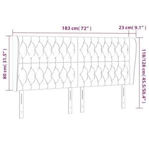 Čelo postele typu ušák tmavě modrá 183x23x118/128 cm samet - obrázek 9