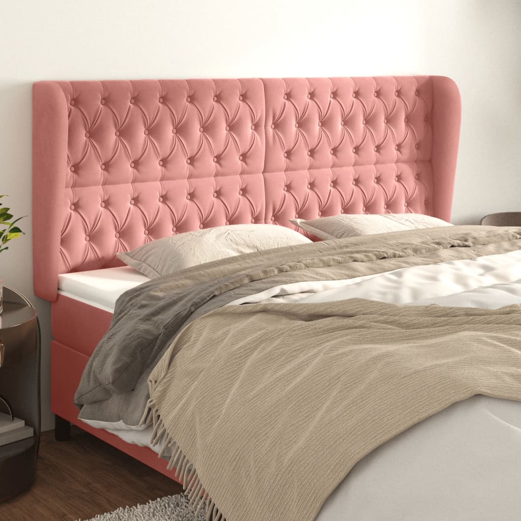 Thumbnail - vidaXL Kopfteil mit Ohren Rosa 183x23x118/128 cm Samt