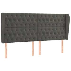 Čelo postele typu ušák tmavě šedé 203x23x118/128 cm samet - obrázek 2