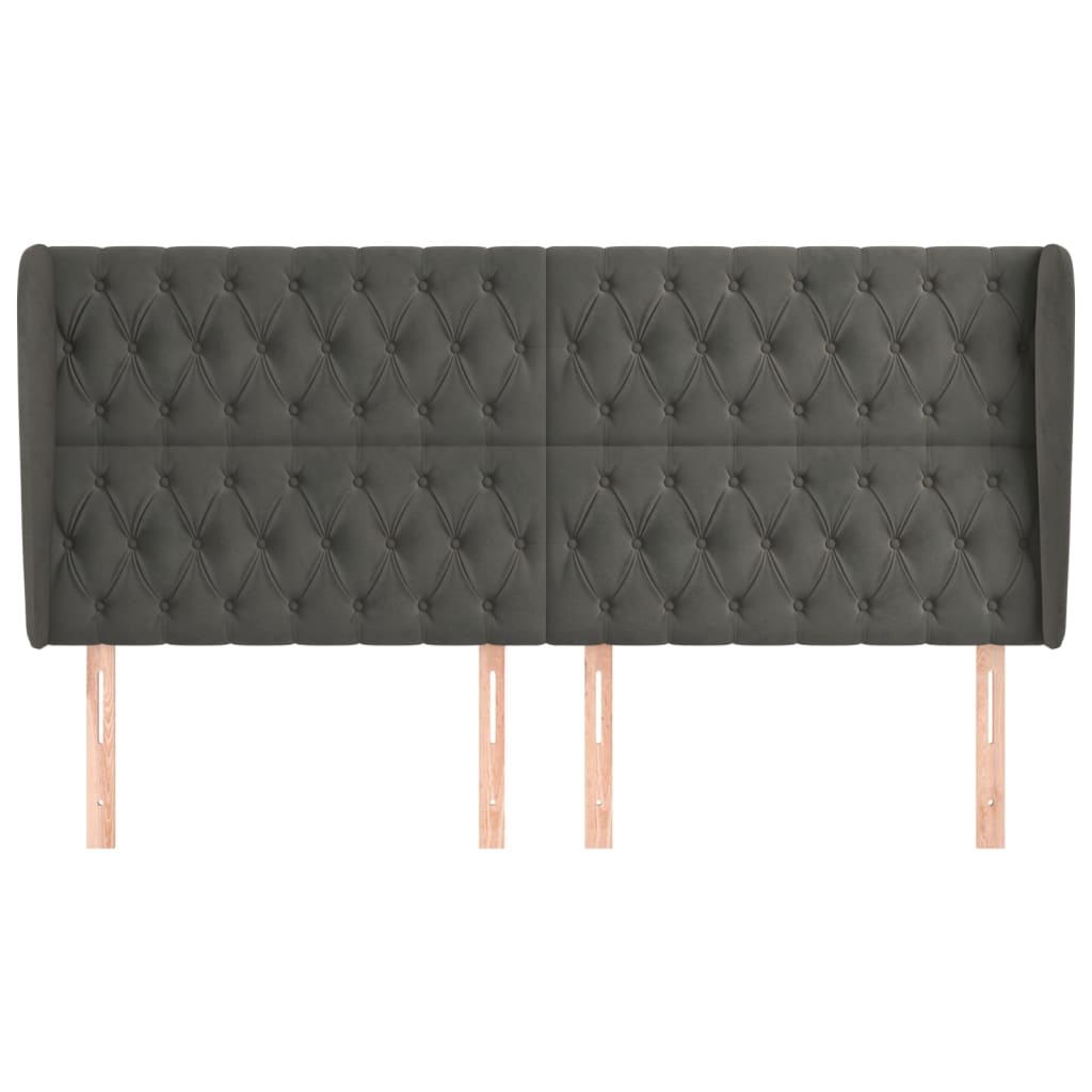 vidaXL Hoofdbord met randen 203x23x118/128 cm fluweel donkergrijs afbeelding