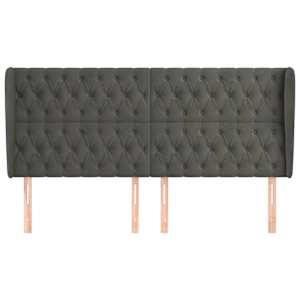Čelo postele typu ušák tmavě šedé 203x23x118/128 cm samet - obrázek 3