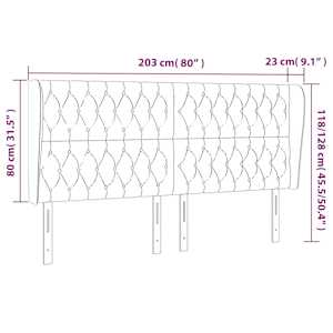 Čelo postele typu ušák tmavě šedé 203x23x118/128 cm samet - obrázek 9