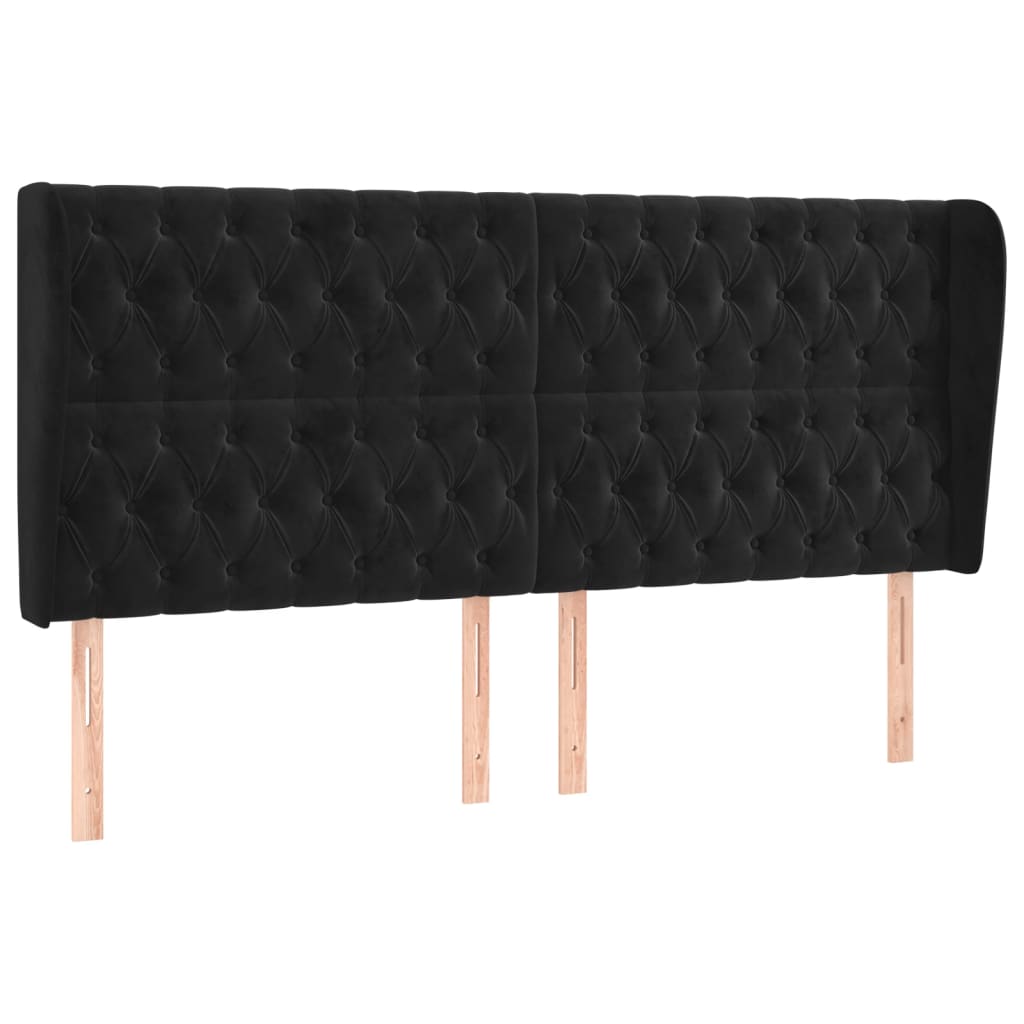 vidaXL Čelo postele typu ušák černé 203x23x118/128 cm samet