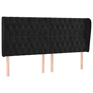 Čelo postele typu ušák černé 203x23x118/128 cm samet - obrázek 2