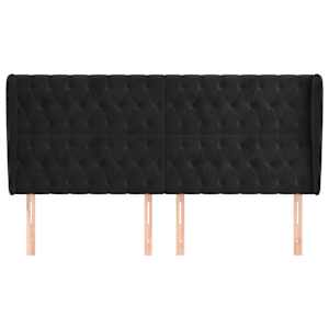 Čelo postele typu ušák černé 203x23x118/128 cm samet - obrázek 3