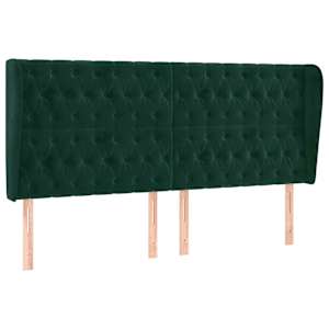 Čelo postele typu ušák tmavě zelená 203x23x118/128 cm samet - obrázek 2