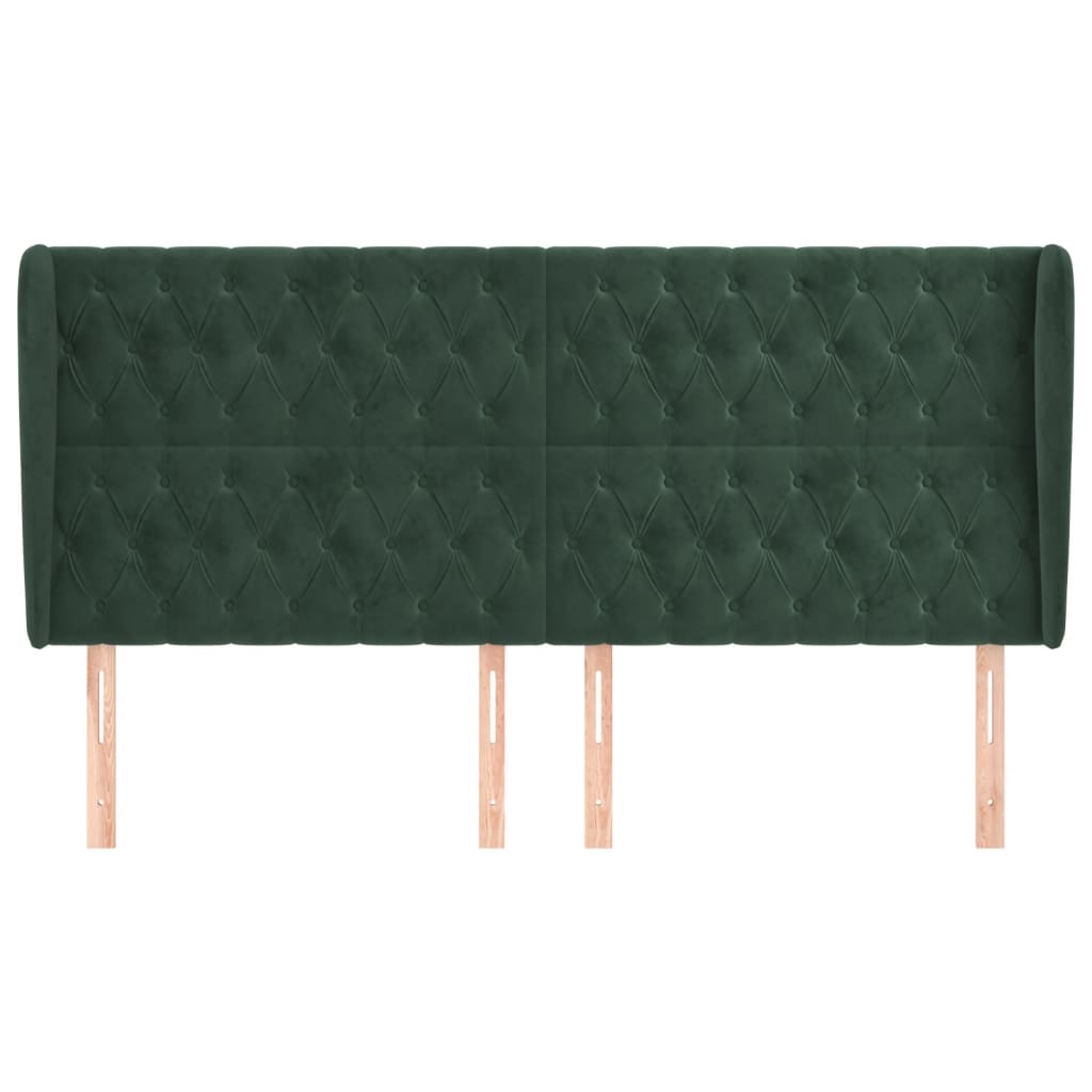 vidaXL Hoofdbord met randen 203x23x118/128 cm fluweel donkergroen afbeelding