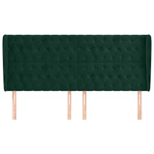 Čelo postele typu ušák tmavě zelená 203x23x118/128 cm samet - obrázek 3