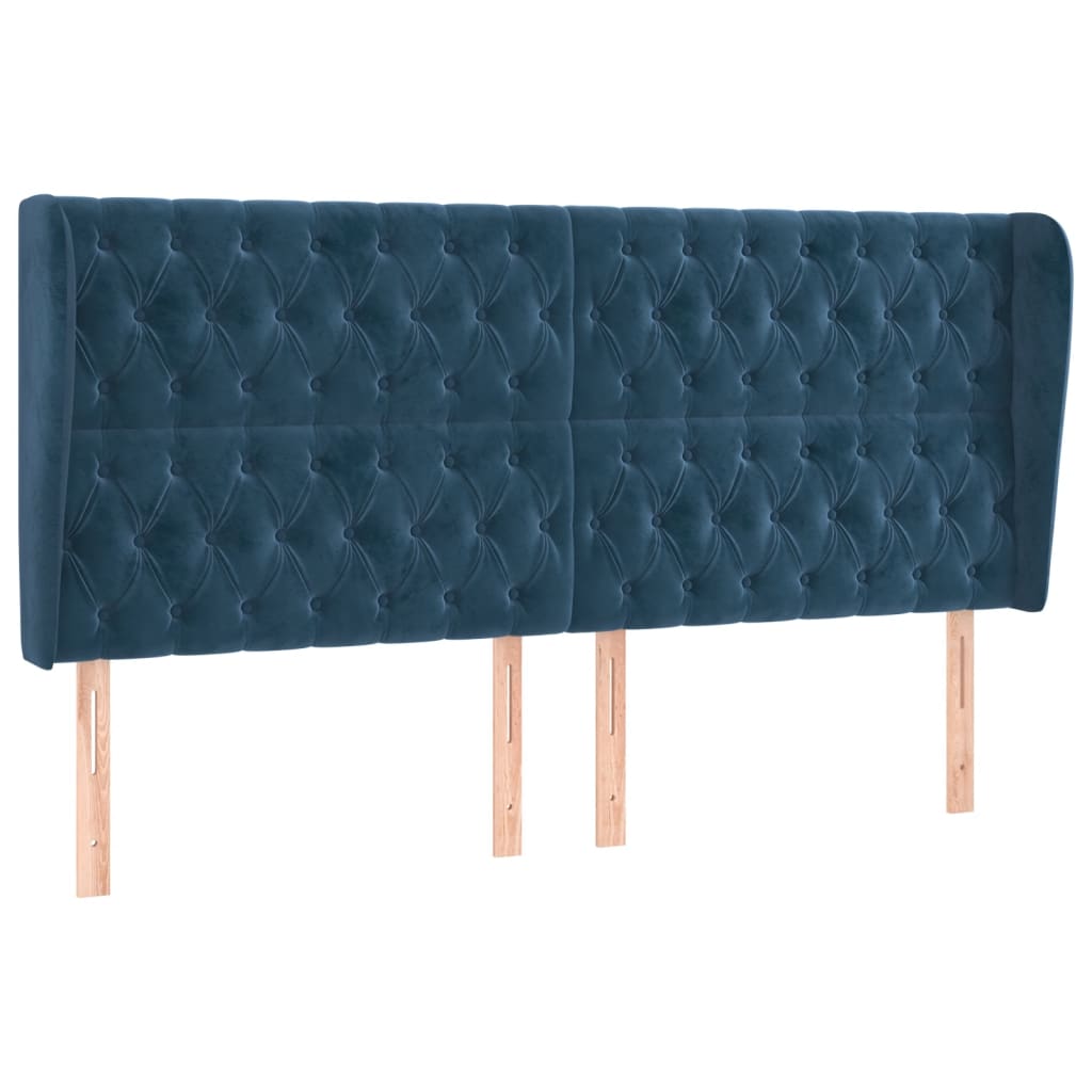 vidaXL Čelo postele typu ušák tmavě modrá 203x23x118/128 cm samet