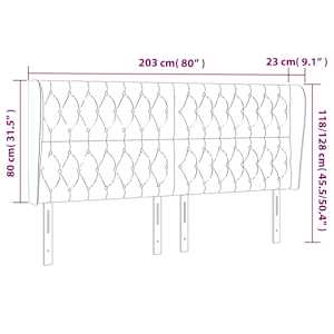 Čelo postele typu ušák tmavě modrá 203x23x118/128 cm samet - obrázek 9