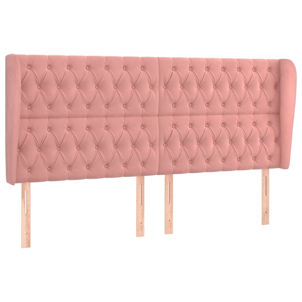 vidaXL Čelo postele typu ušák růžová 203x23x118/128 cm samet