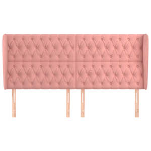 Čelo postele typu ušák růžová 203x23x118/128 cm samet - obrázek 3