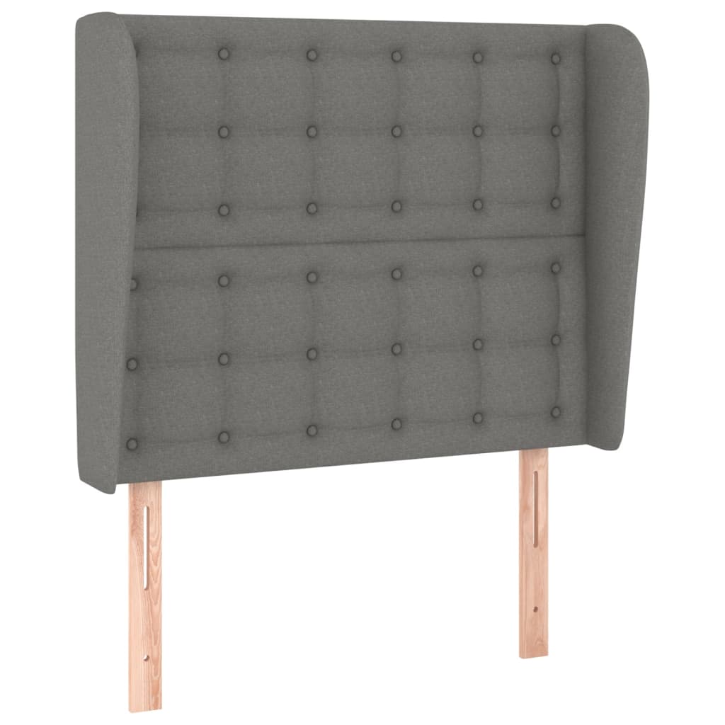 vidaXL Čelo postele typu ušák tmavě šedé 83 x 23 x 118/128 cm textil