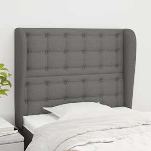 Čelo postele typu ušák tmavě šedé 83 x 23 x 118/128 cm textil - obrázek 1