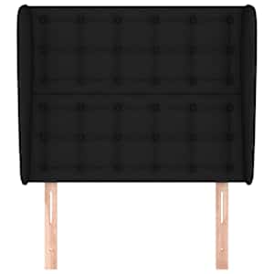 Čelo postele typu ušák černé 83 x 23 x 118/128 cm textil - obrázek 3