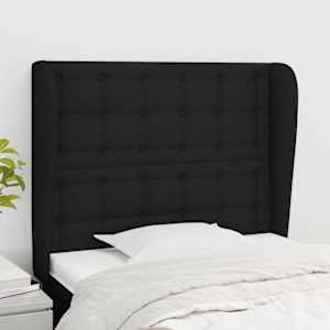 Čelo postele typu ušák černé 83 x 23 x 118/128 cm textil - obrázek 1