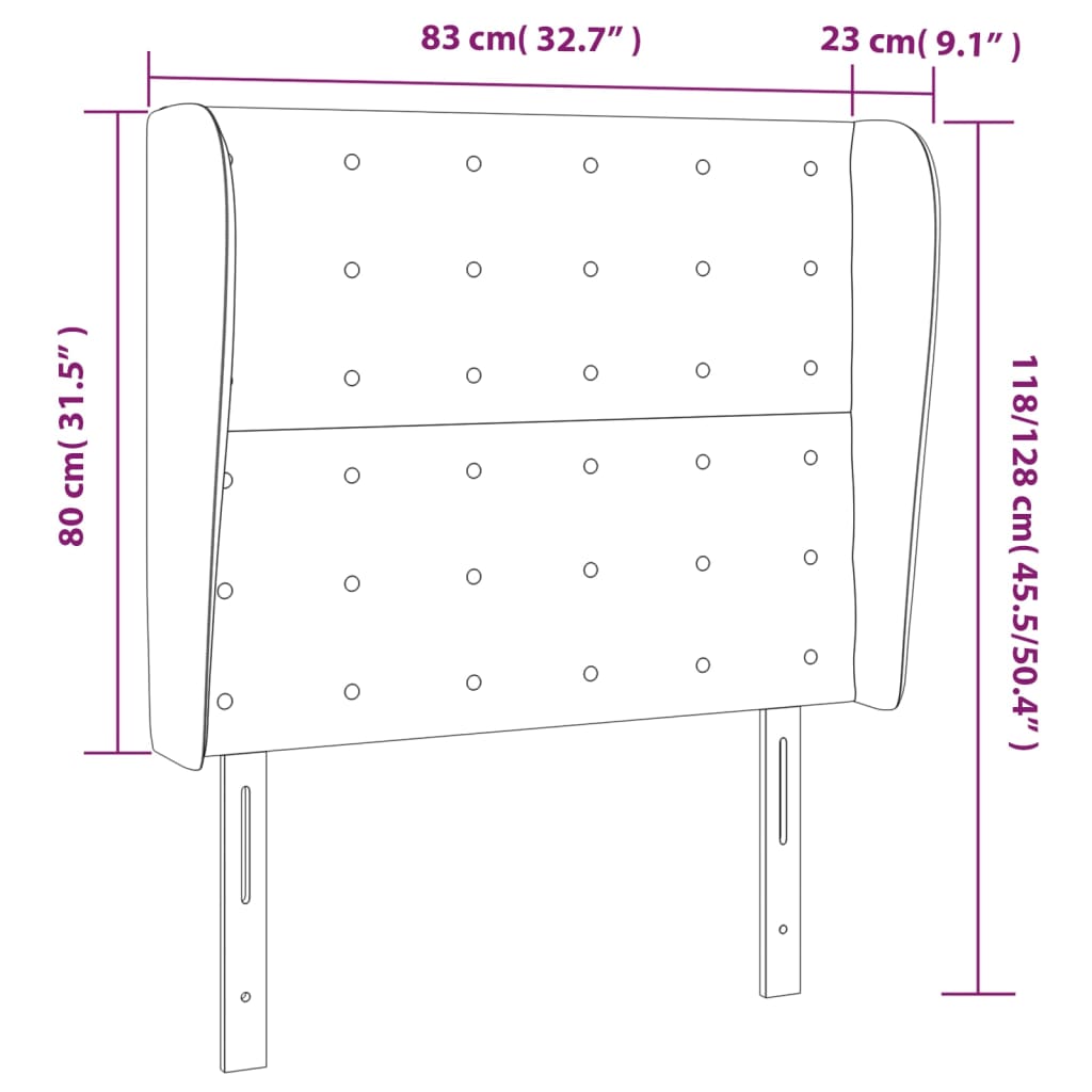 Klasyczny zagłówek uszak - 83x23x118/128 cm, ciemny brąz