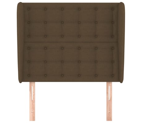 vidaXL T&ecirc;te de lit avec oreilles Marron fonc&eacute; 83x23x118/128 cm Tissu