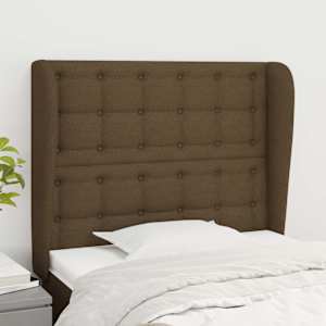 Čelo postele typu ušák tmavě hnědé 83 x 23 x 118/128 cm textil - obrázek 1