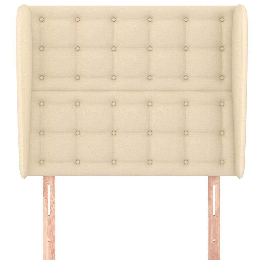 vidaXL Hoofdbord met randen 83x23x118/128 cm stof crèmekleurig afbeelding