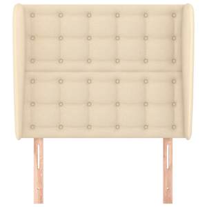Čelo postele typu ušák krémové 83 x 23 x 118/128 cm textil - obrázek 3