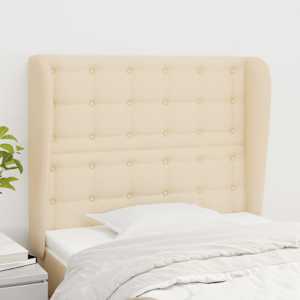 Čelo postele typu ušák krémové 83 x 23 x 118/128 cm textil - obrázek 1