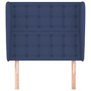 Čelo postele typu ušák modré 83 x 23 x 118/128 cm textil - obrázek 3