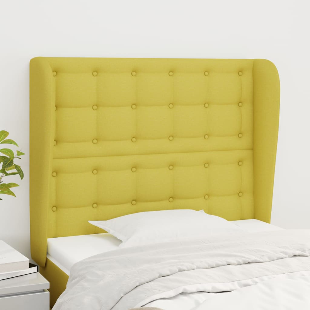 vida XL Kopfteil mit Ohren Grün 83x 23x 118/128 cm Stoff