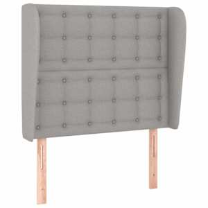 Čelo postele typu ušák světle šedé 93 x 23 x 118/128 cm textil - obrázek 2