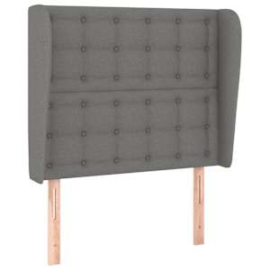 Čelo postele typu ušák tmavě šedé 93x23x118/128 cm textil - obrázek 2