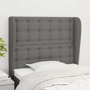Čelo postele typu ušák tmavě šedé 93x23x118/128 cm textil - obrázek 1