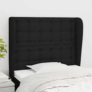 Čelo postele typu ušák černé 93x23x118/128 cm textil - obrázek 1